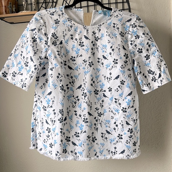 Draper James Printed Denim Popover Top size 6 - Picture 1 of 4